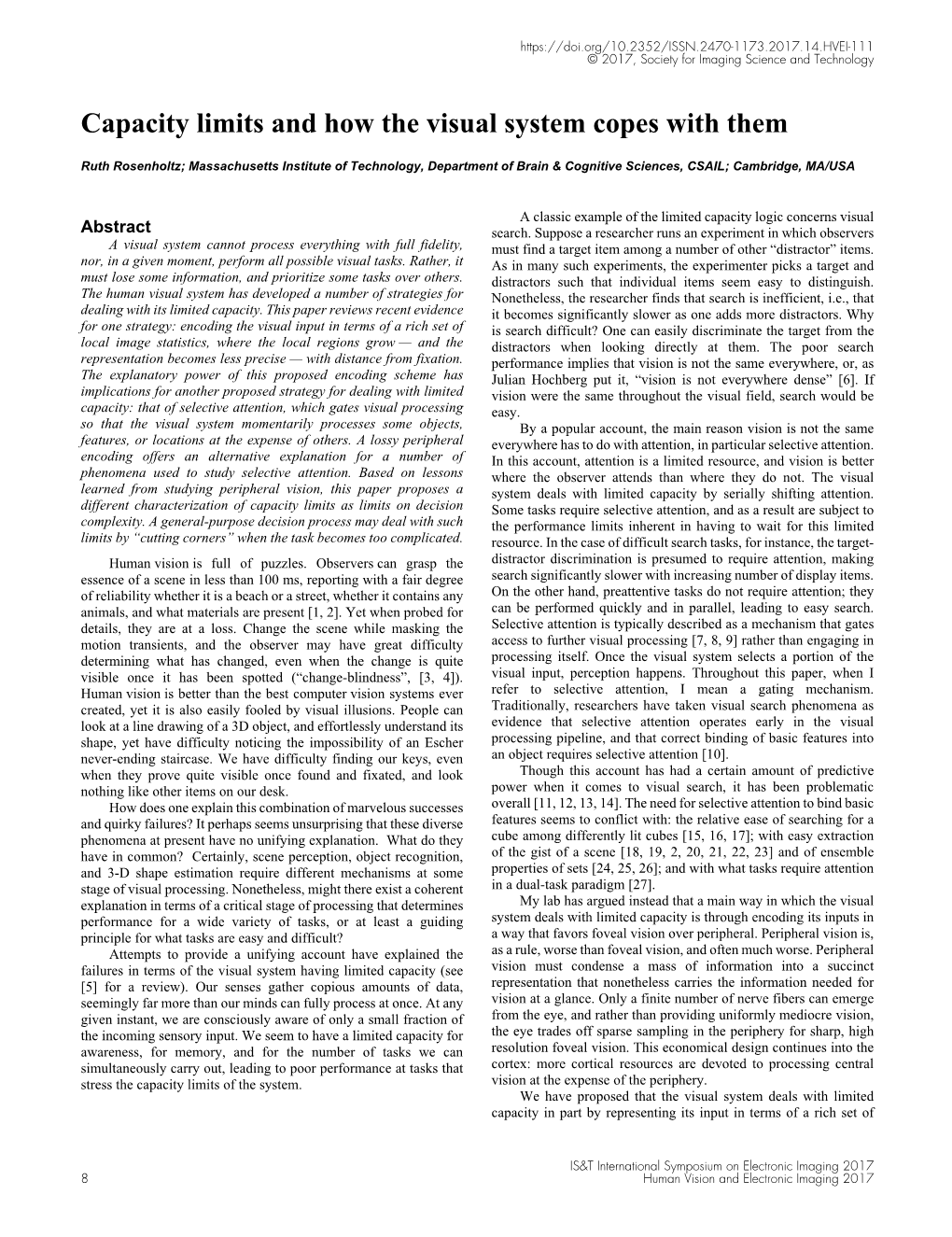 Capacity Limits and How the Visual System Copes with Them