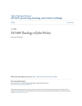 DO 690 Theology of John Wesley Lawrence W