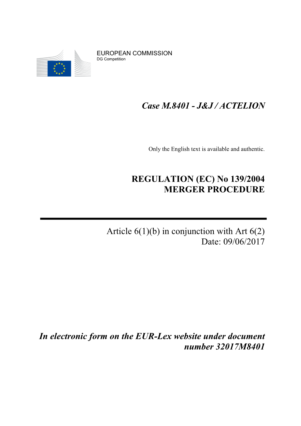 J&J / Actelion Regulation