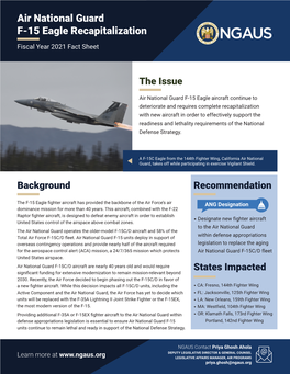 Air National Guard F-15 Eagle Recapitalization