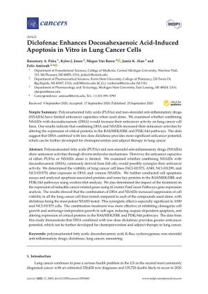 Diclofenac Enhances Docosahexaenoic Acid-Induced Apoptosis in Vitro in Lung Cancer Cells