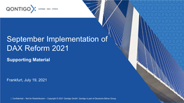 September Implementation of DAX Reform 2021
