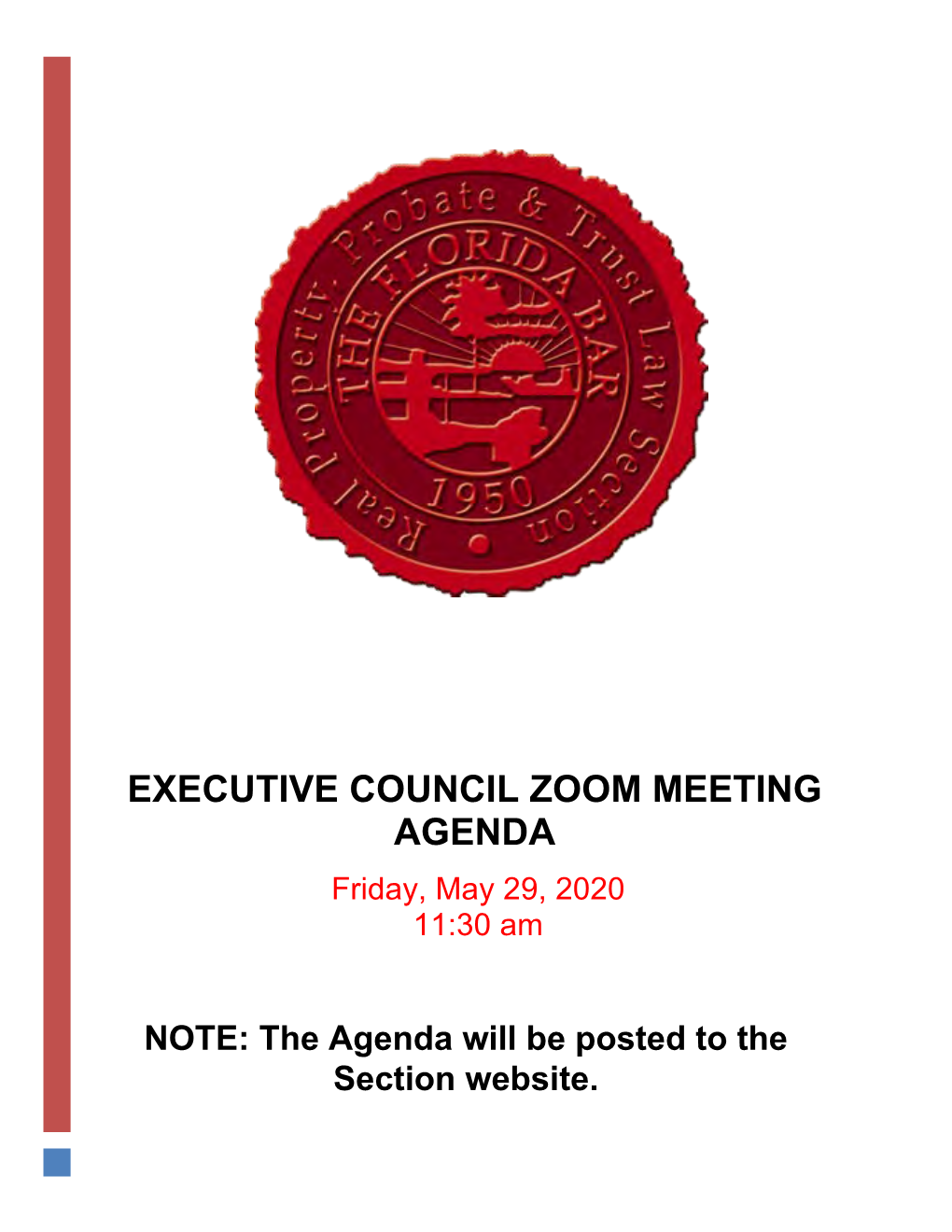 Executive Council Zoom Meeting Agenda