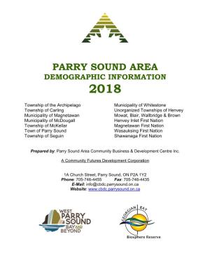 Parry Sound Area Demographic Info 2018