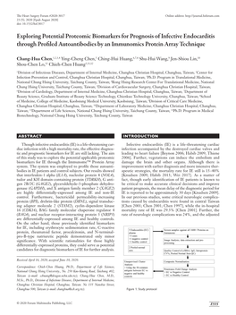 Exploring Potential Proteomic Biomarkers for Prognosis of Infective Endocarditis Through Profiled Autoantibodies by an Immunomics Protein Array Technique