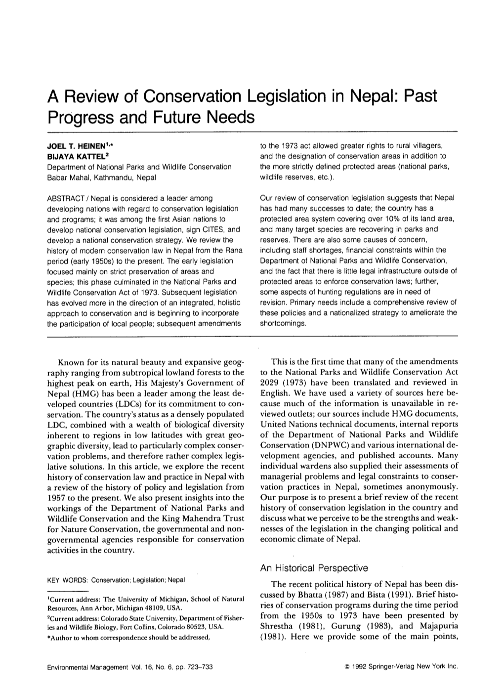 A Review Of Conservation Legislation In Nepal: Past Progress And Future ...