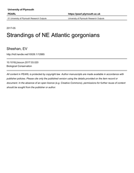 Strandings of NE Atlantic Gorgonians Sheehan EV*, Rees A., Bridger D