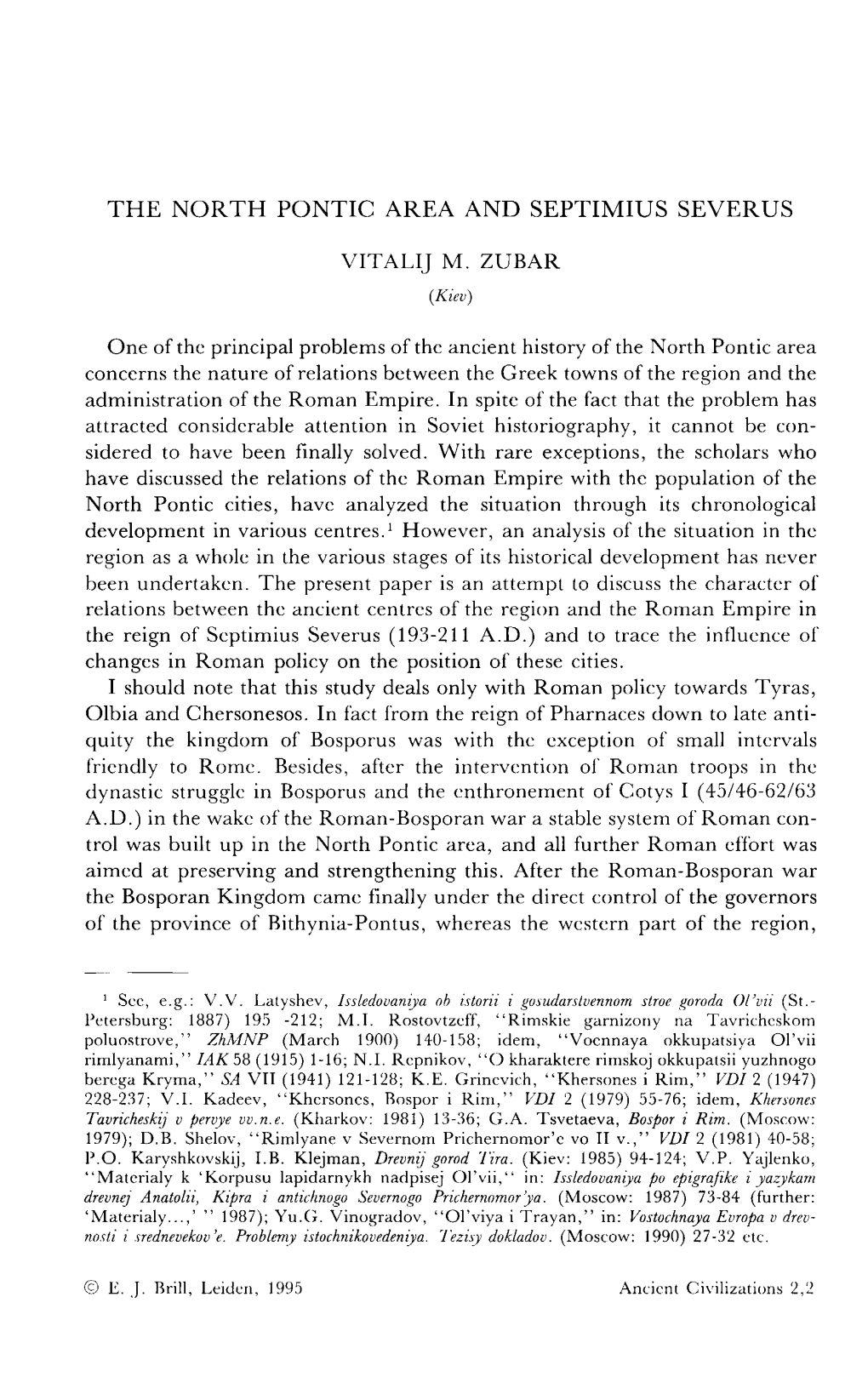 The North Pontic Area and Septimius Severus