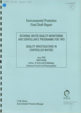 Regional Water Quality Monitoring and Surveillance Programme for 1993