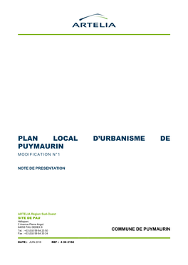 Plan Local D'urbanisme De Puymaurin