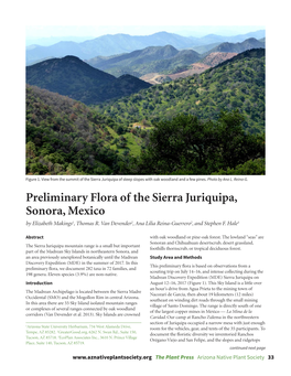 Preliminary Flora of the Sierra Juriquipa, Sonora, Mexico by Elizabeth Makings1, Thomas R