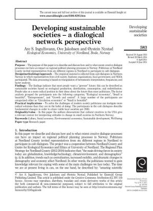 Developing Sustainable Societies–A Dialogical Network Perspective