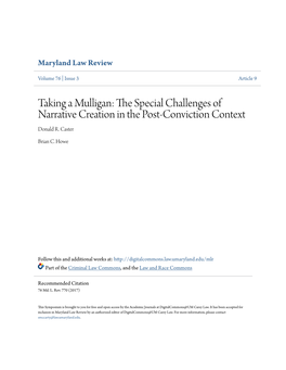 Taking a Mulligan: the Special Challenges of Narrative Creation in the Post-Conviction Context