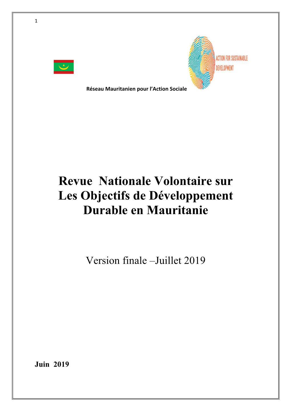 Revue Nationale Volontaire Sur Les Objectifs De Développement Durable En Mauritanie