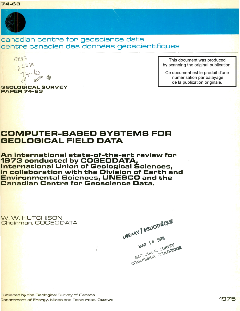 Ei ~ $ G E OLOGICAL SURVEY P a PER 74-63