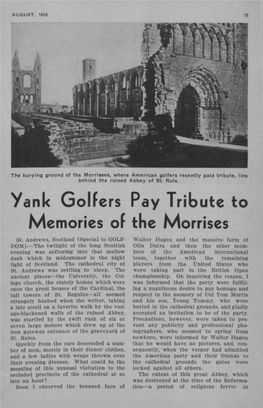 Yank Golfe Rs Pay Tribute to Memories of the Morrises