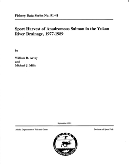 Sport Harvest of Anadromous Salmon in the Yukon River Drainage, 1977-1989