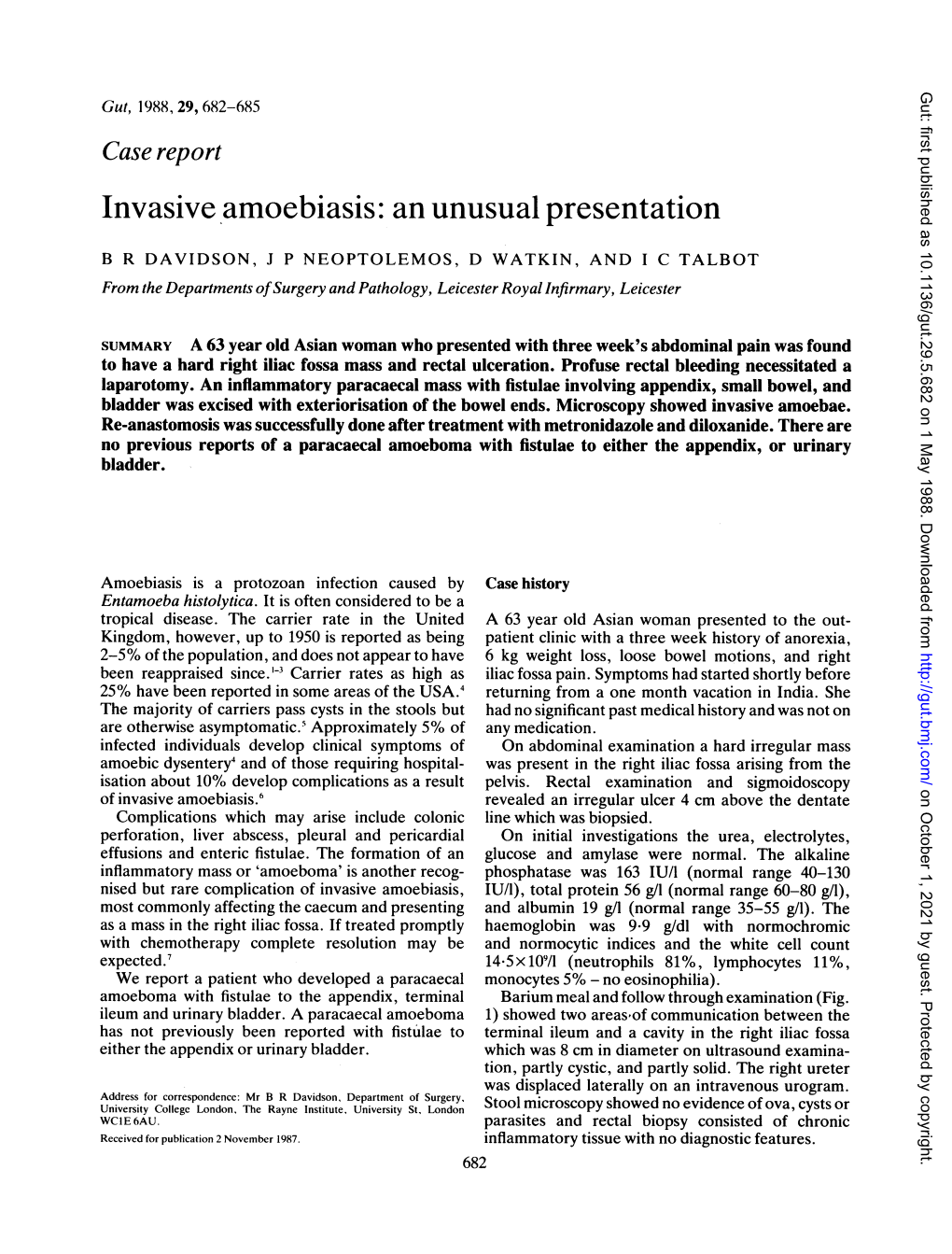 Invasive Amoebiasis: an Unusual Presentation