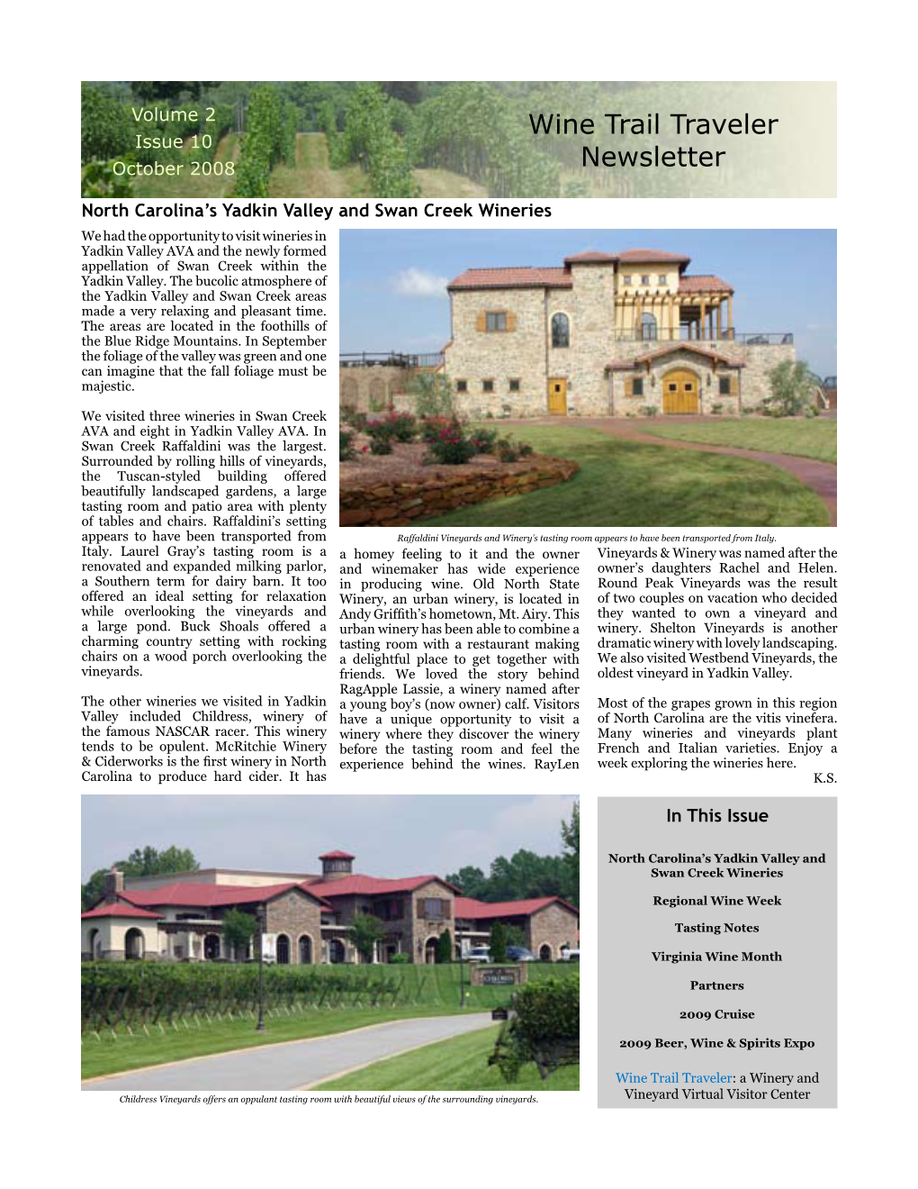 Wine Trail Traveler Newsletter