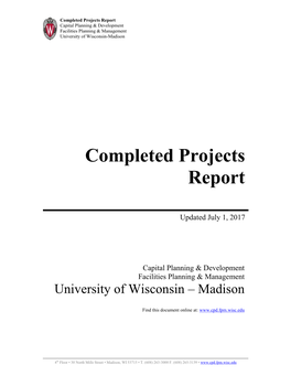 Quarterly Report of Completed Projects