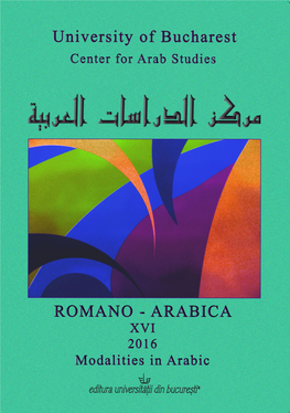 Romano-Arabica XVI, 2016: Modalities in Arabic