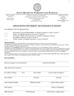 Application for Pardon / Restoration of Rights