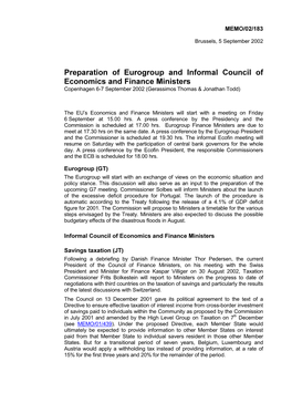 Preparation of Eurogroup and Informal Council of Economics and Finance