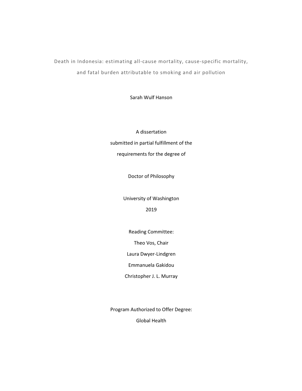 Death in Indonesia: Estimating All-Cause Mortality, Cause-Specific Mortality