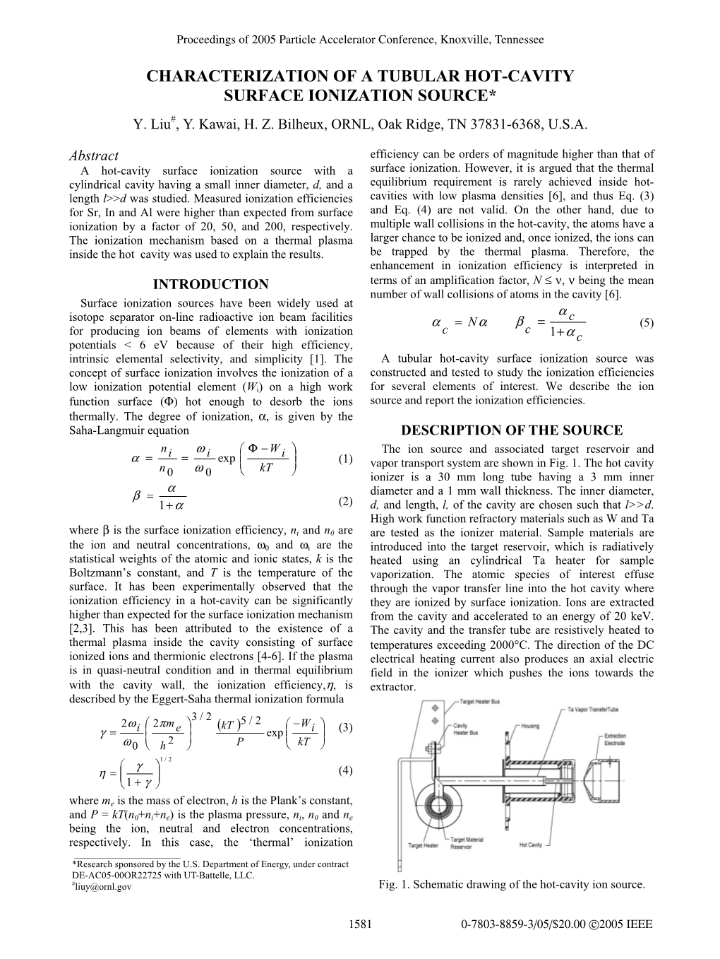 Characterization of a Tubular Hot-Cavity Surface Ionization Source* Y