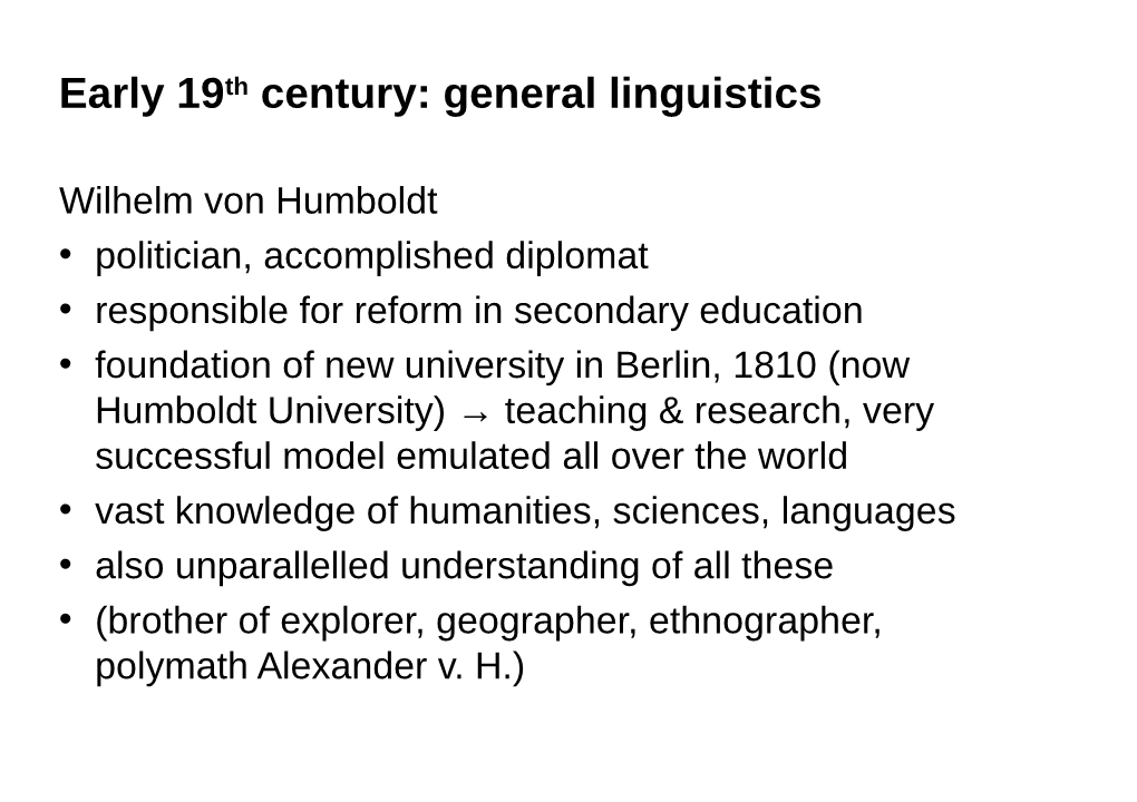 Early 19Th Century: General Linguistics