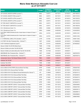 Mainecare MAC List Effective 12.11.2017