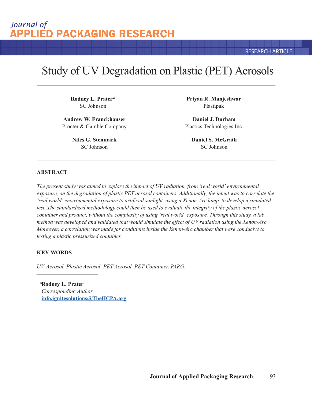 Study of UV Degradation on Plastic (PET) Aerosols