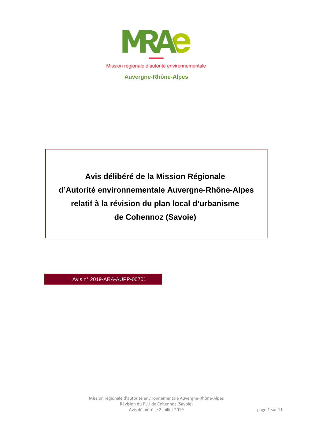 Avis Délibéré De La Mission Régionale D'autorité Environnementale