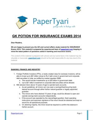 Gk Potion for Insurance Exams 2014