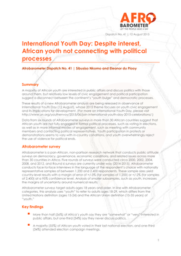 International Youth Day: Despite Interest, African Youth Not Connecting with Political Processes