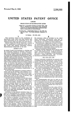 UNITED STATES PATENT OFFICE 2,506,068 * PRODUCTION of FLUOROACETIC ACDS I.John W