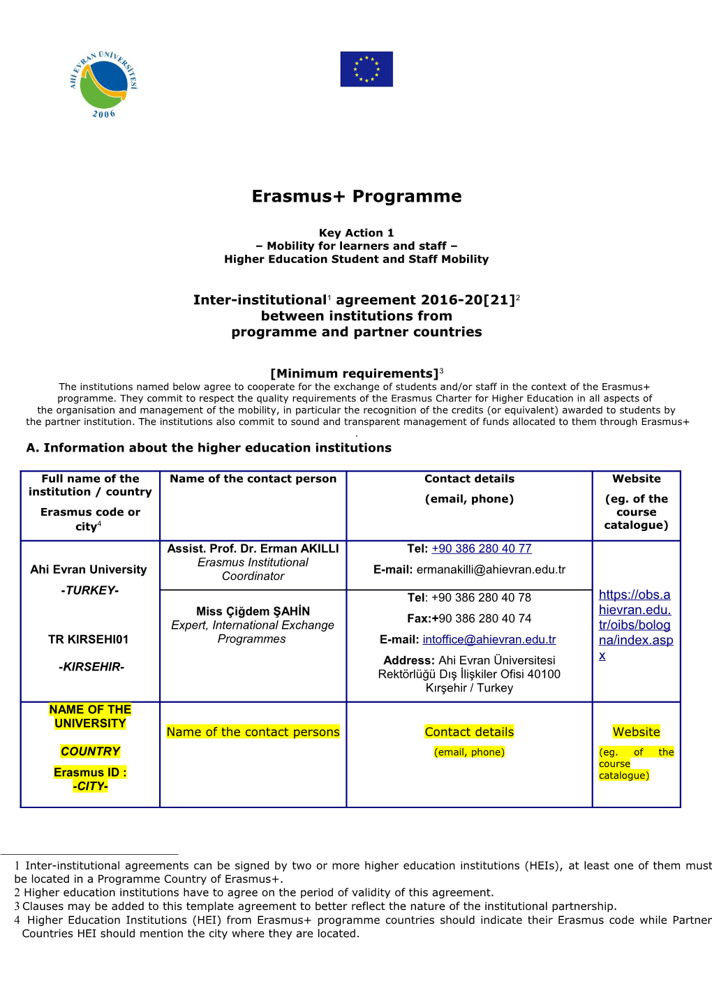 Inter-Institutional Agreement 2014-20 21 Between Institutions from Programme and Partner s1