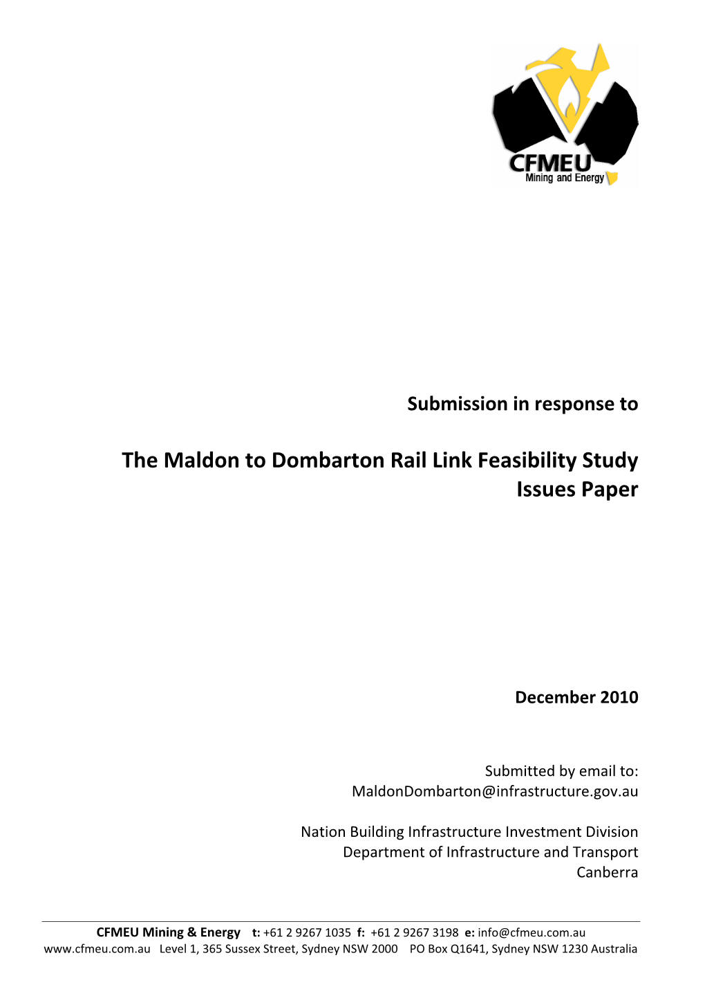 The Maldon to Dombarton Rail Link Feasibility Study Issues Paper