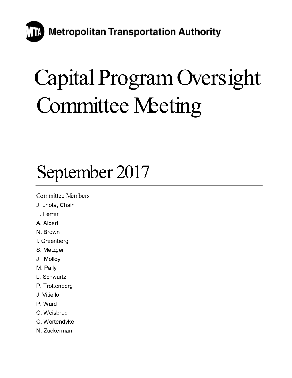 Capital Program Oversight Committee Meeting