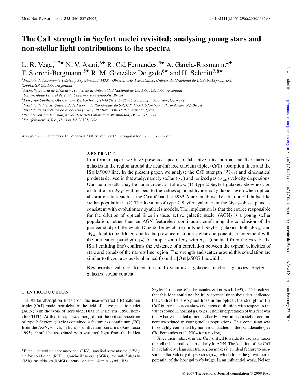 The Cat Strength in Seyfert Nuclei Revisited: Analysing Young Stars and Non-Stellar Light Contributions to the Spectra