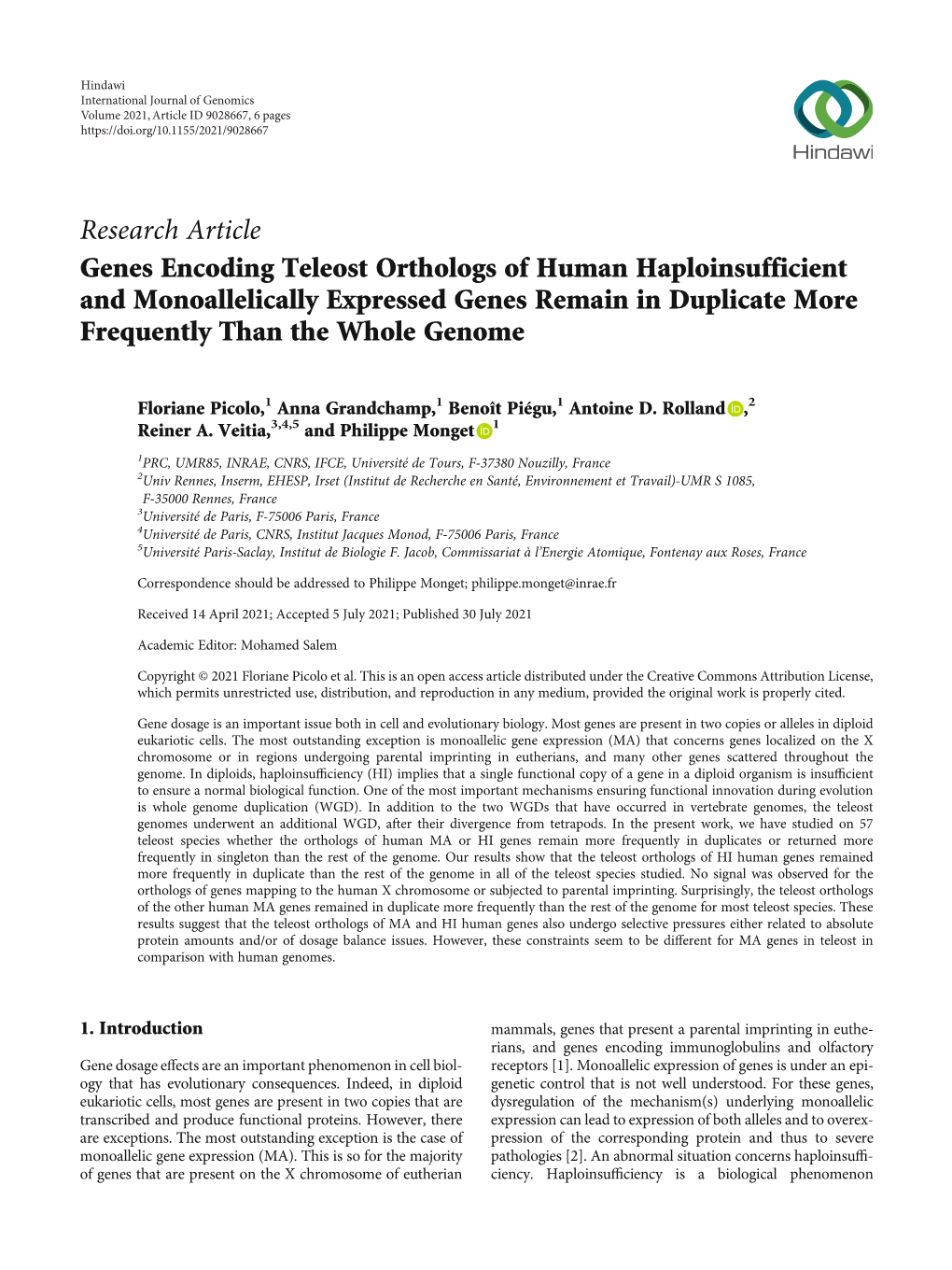 Genes Encoding Teleost Orthologs of Human Haploinsufficient and Monoallelically Expressed Genes Remain in Duplicate More Frequently Than the Whole Genome