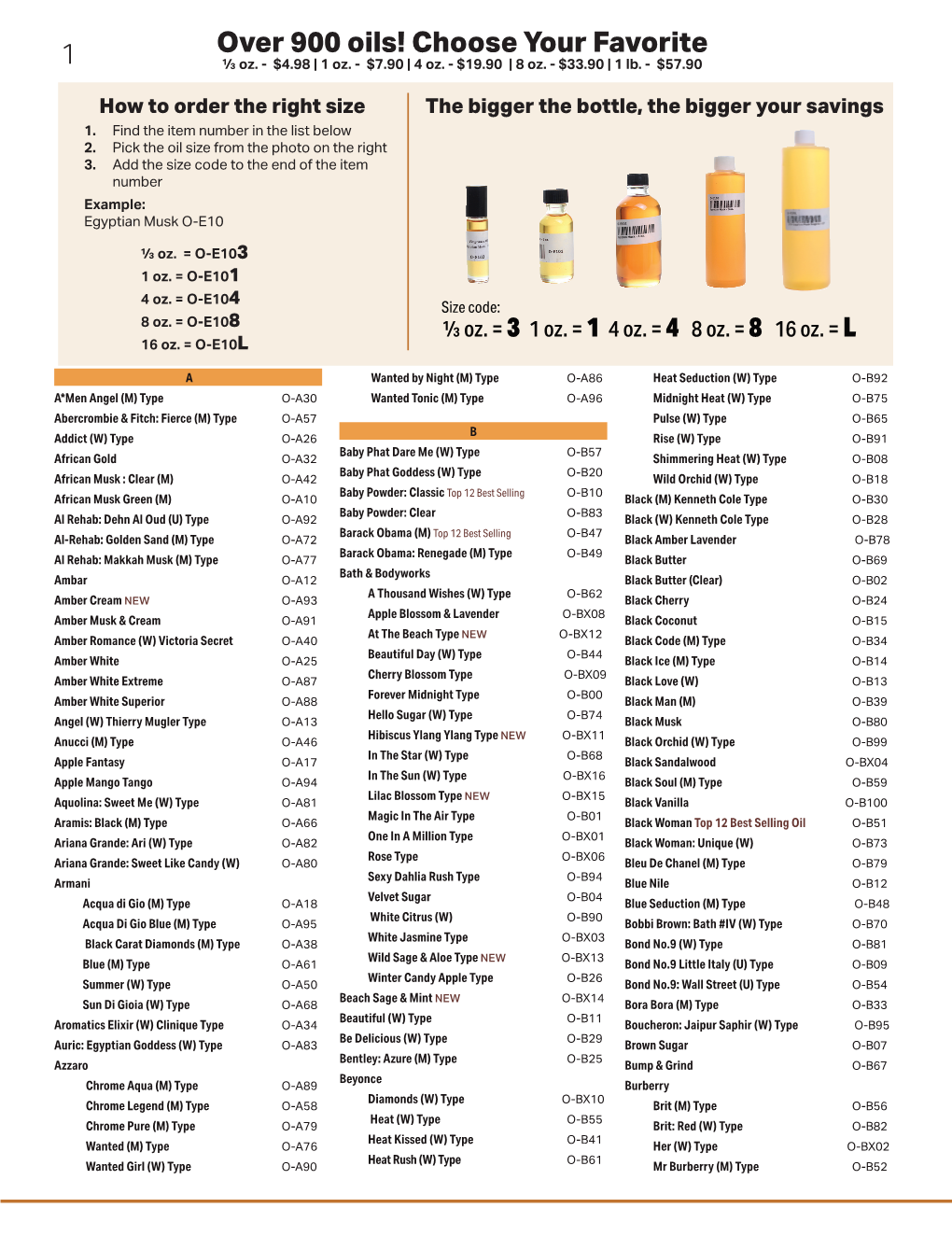 Over 900 Oils! Choose Your Favorite 1 ⅓ Oz