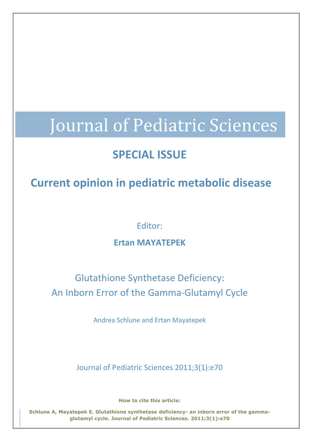 Journal of Pediatric Sciences