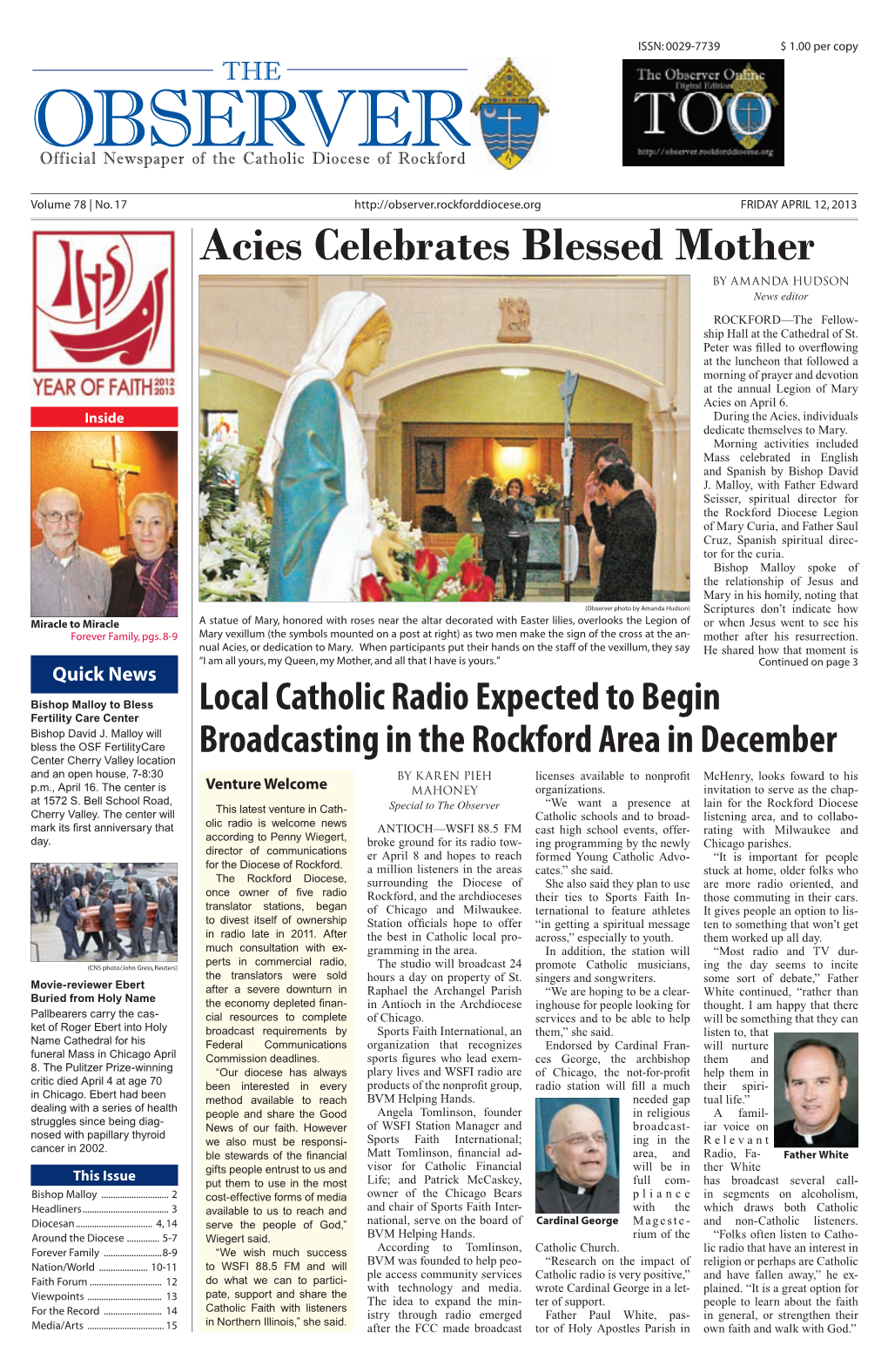 Acies Celebrates Blessed Mother by AMANDA HUDSON News Editor ROCKFORD—The Fellow- Ship Hall at the Cathedral of St