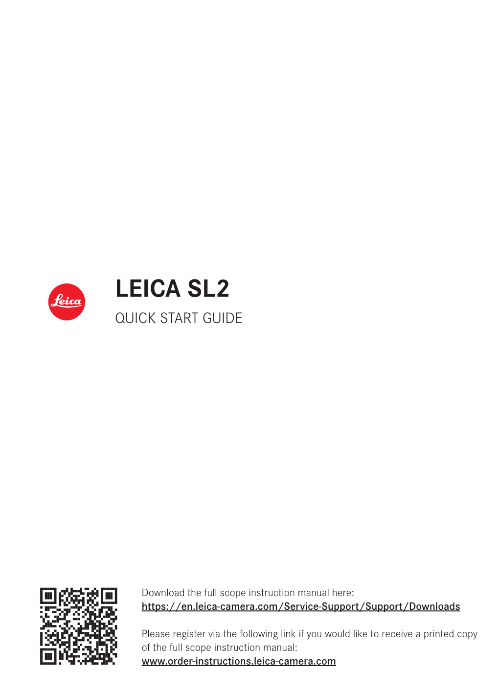 Leica Sl2 Quick Start Guide