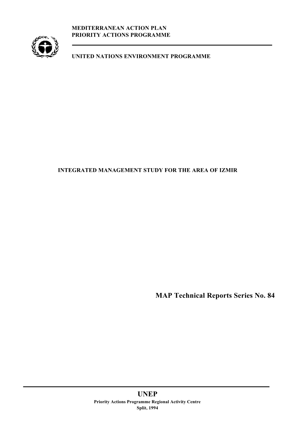 MAP Technical Reports Series No. 84 UNEP