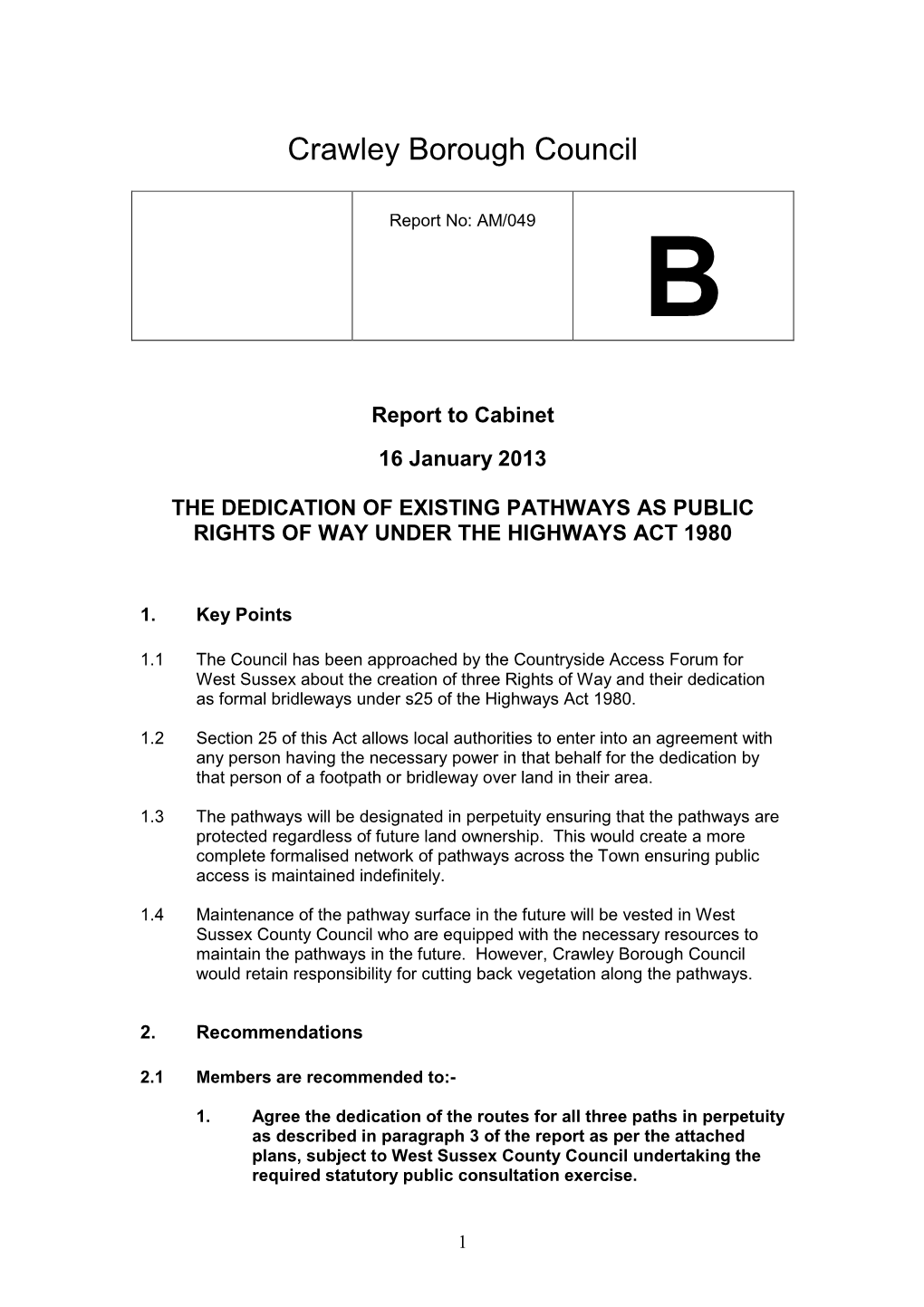 Enc B the Dedication of Existing Pathways