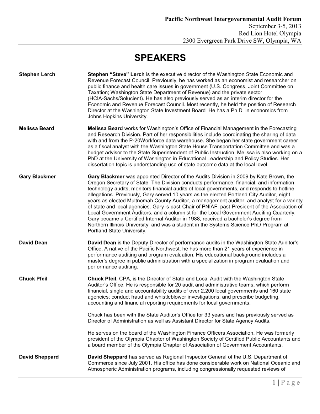 Speaker Bios