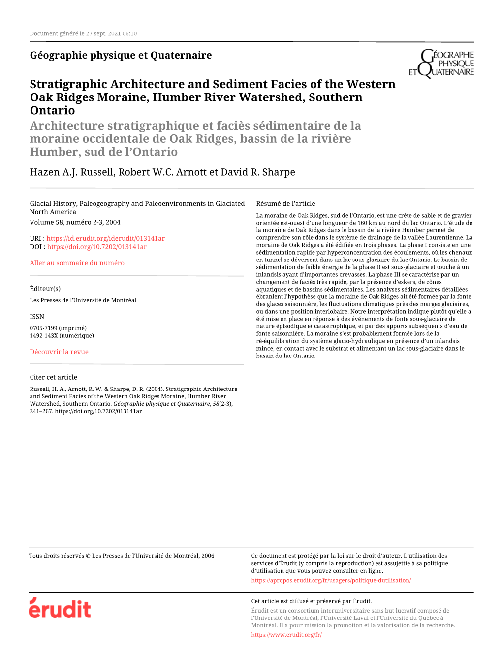 Stratigraphic Architecture and Sediment Facies of the Western