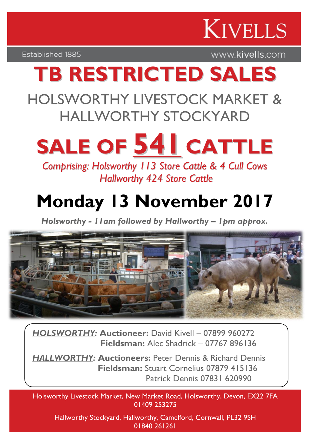 Tb Restricted Sales Sale of 541Cattle